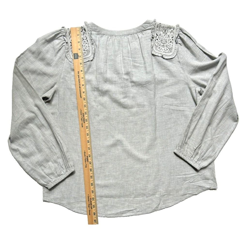 NWT Loft Lace Accent Embellished Boho Effortless Gray Size L - Picture 9 of 9